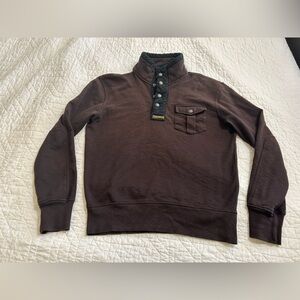 POLO Ralph Lauren Brown 1/4 Snap Cotton Sweater with Black Trim M Medium